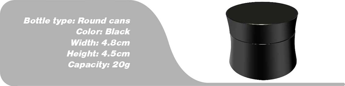 20 г черная круглая банка с черной крышкой | Susansay