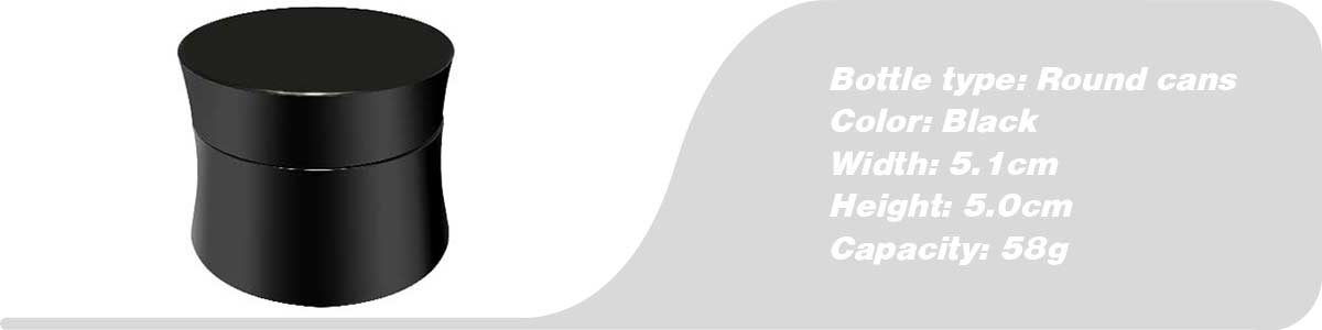 Черная круглая банка 58 г с черной крышкой | Susansay