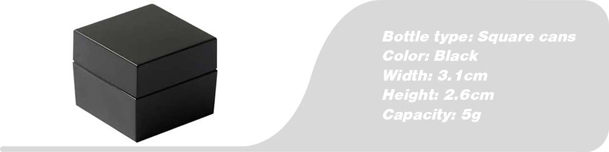 Черная квадратная банка 5 г с черной квадратной крышкой | Susansay