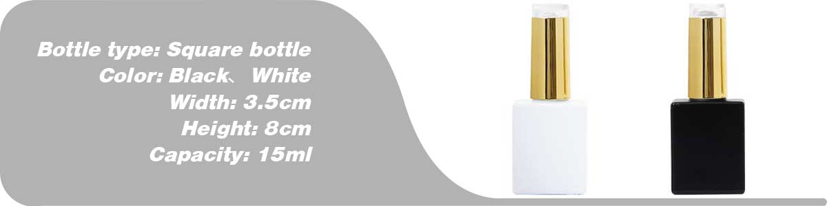 15 мл гель для ногтей, черно-белый квадратный флакон с золотой крышкой | Susansay